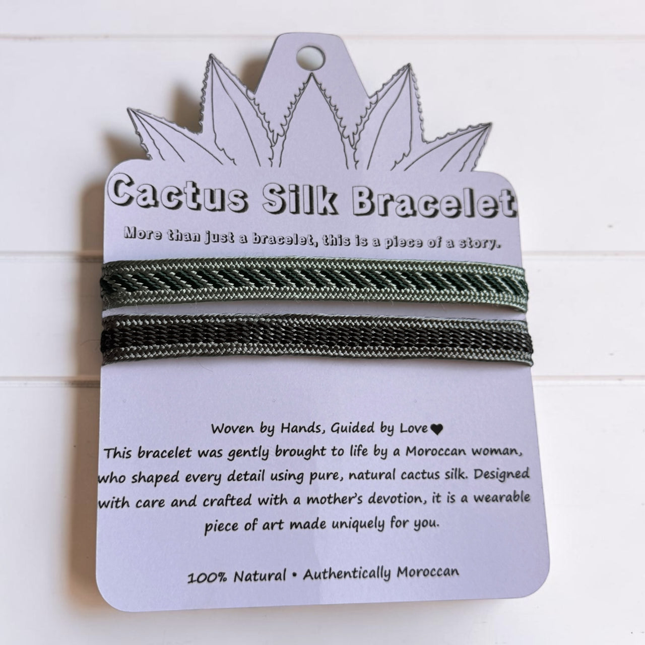 Argan Valley - Handmade Cactus Silk Bracelet - Sage Green Bangle
