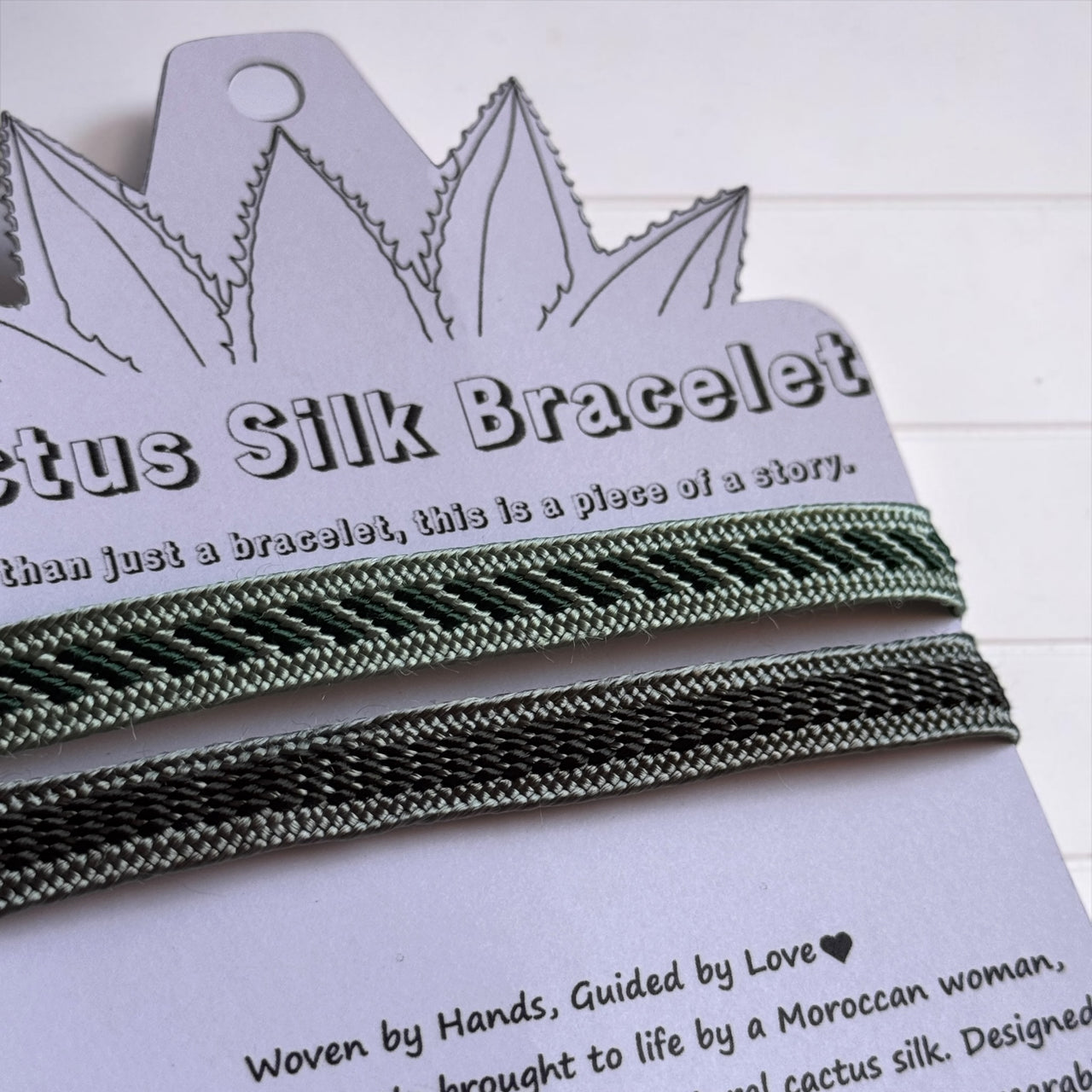 Argan Valley - Handmade Cactus Silk Bracelet - Sage Green Bangle