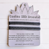 Jasmine Night - Handmade Cactus Silk Bracelet - Ivory White Bangle