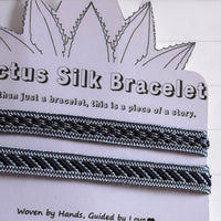 Jasmine Night - Handmade Cactus Silk Bracelet - Ivory White Bangle