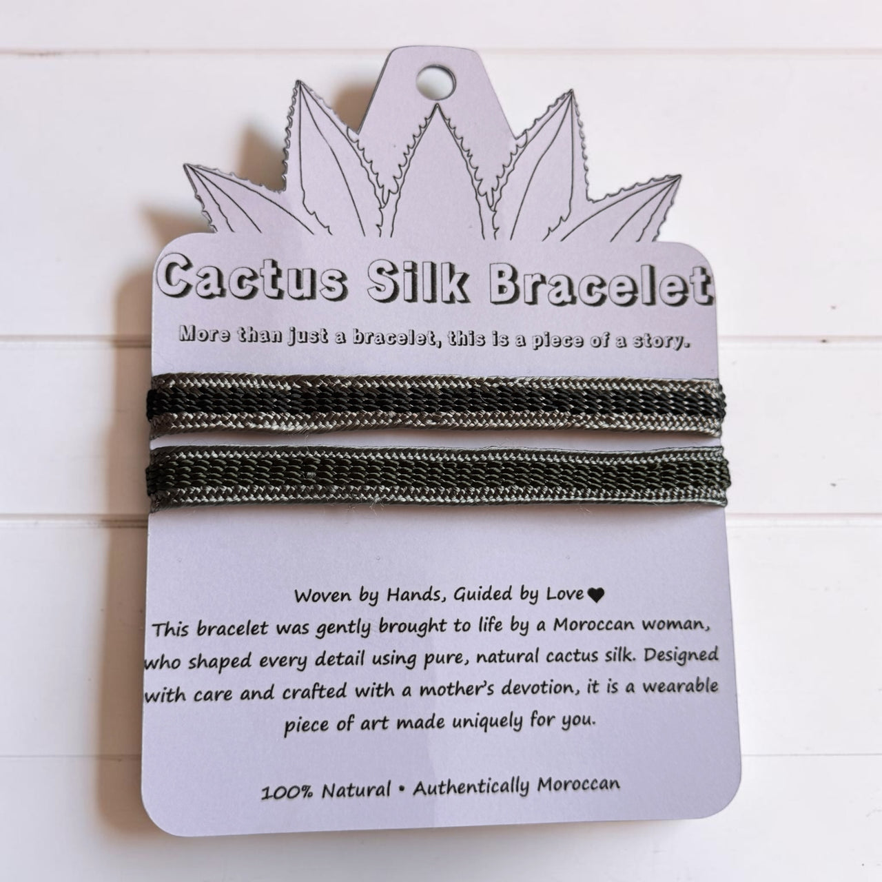 Menara Reflection - Handmade Cactus Silk Bracelet - Olive Green Bangle
