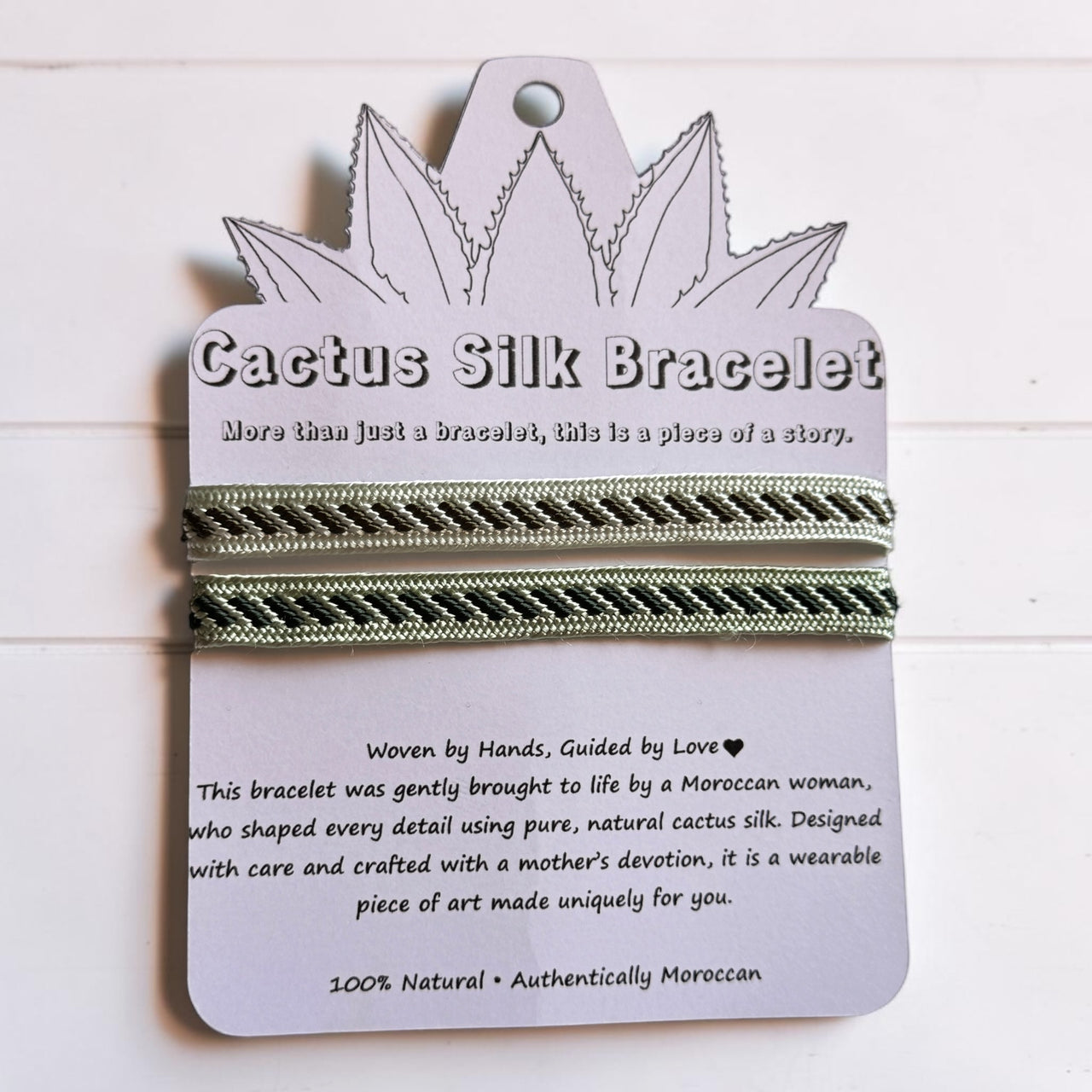 Toubkal Crest - Handmade Cactus Silk Bracelet - Stone Gray Bangle