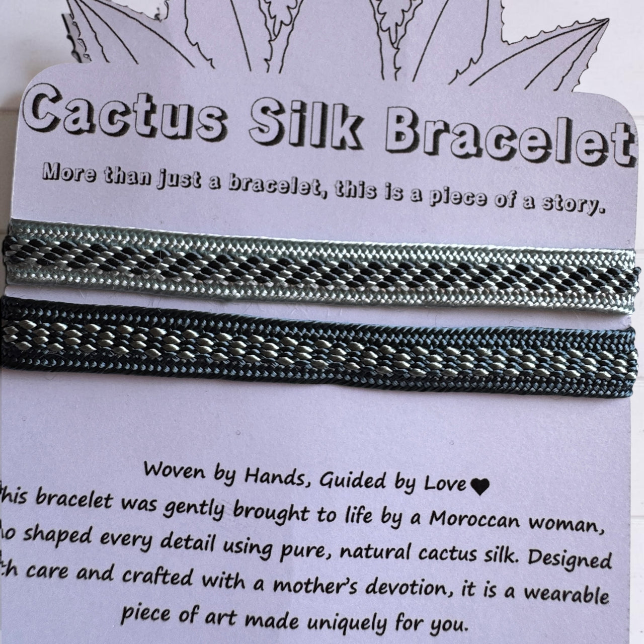 Bohemian Rif - Handmade Cactus Silk Bracelet - Mint Green Bangle