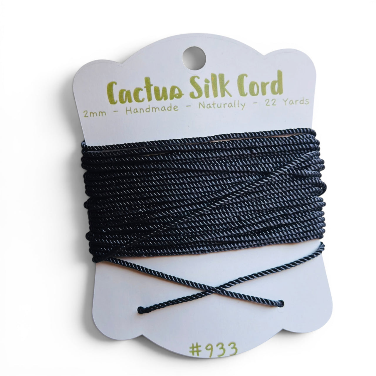 Black, Cactus silk Handspun cord 100% Natural 1 mm : 933