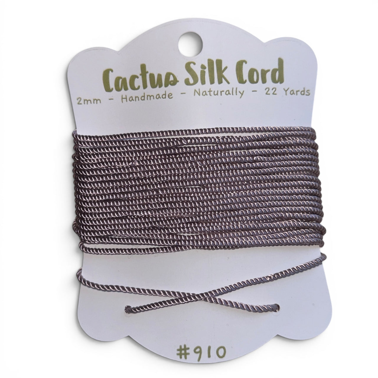 Mauve Taupe, Cactus silk Handspun cord 100% Natural 1 mm : 910