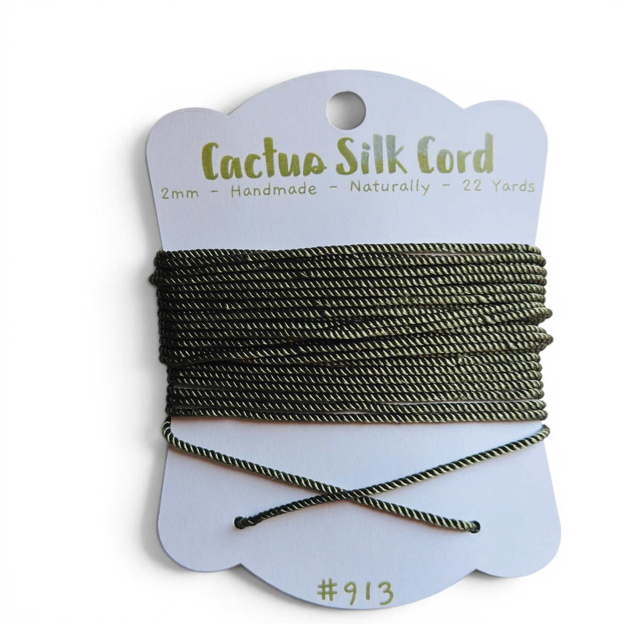 Dark Olive, Cactus silk Handspun cord 100% Natural 1 mm : 913