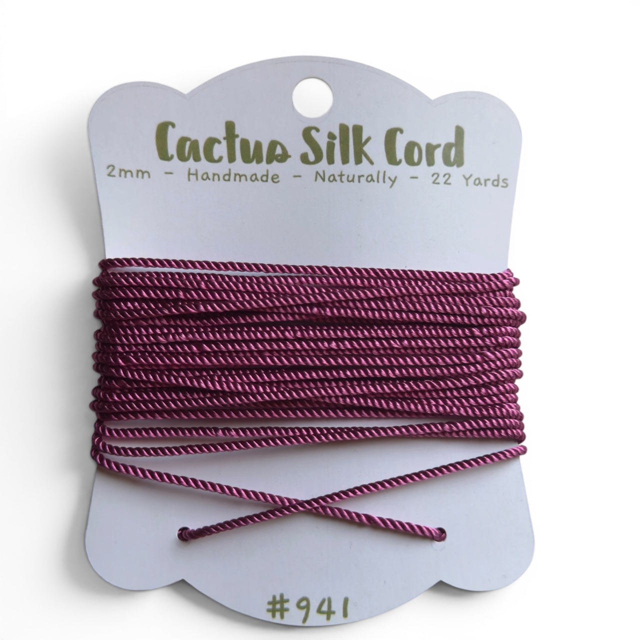Berry Magenta, Cactus silk Handspun cord 100% Natural 1 mm : 941