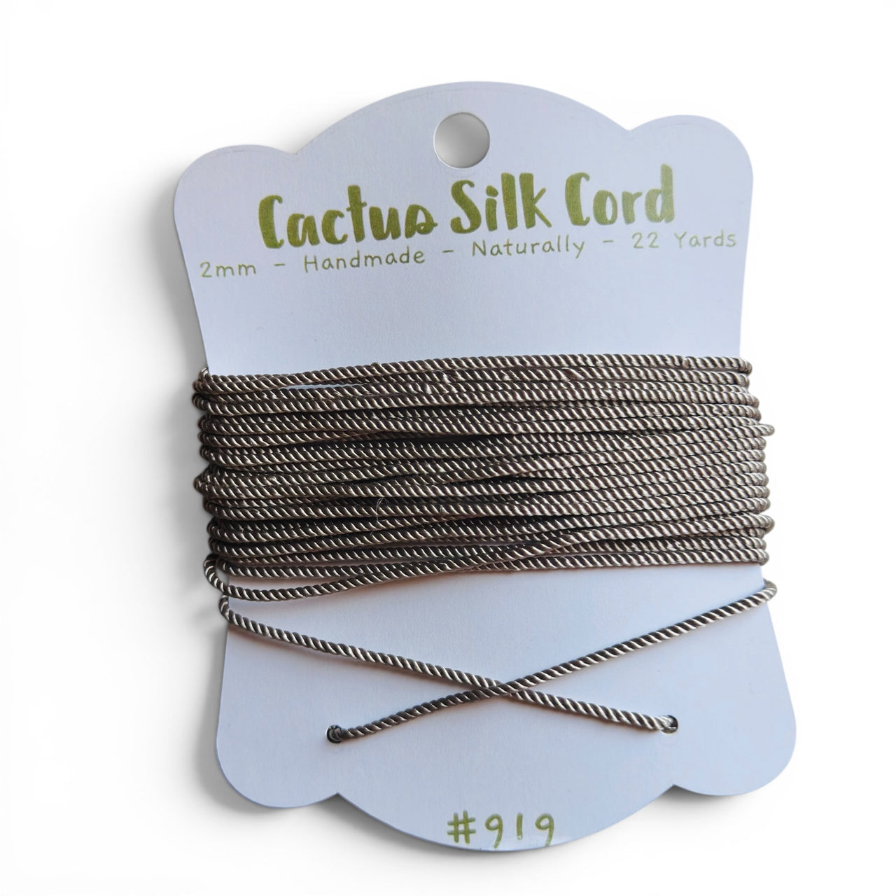 Mushroom Taupe, Cactus silk Handspun cord 100% Natural 1 mm : 919