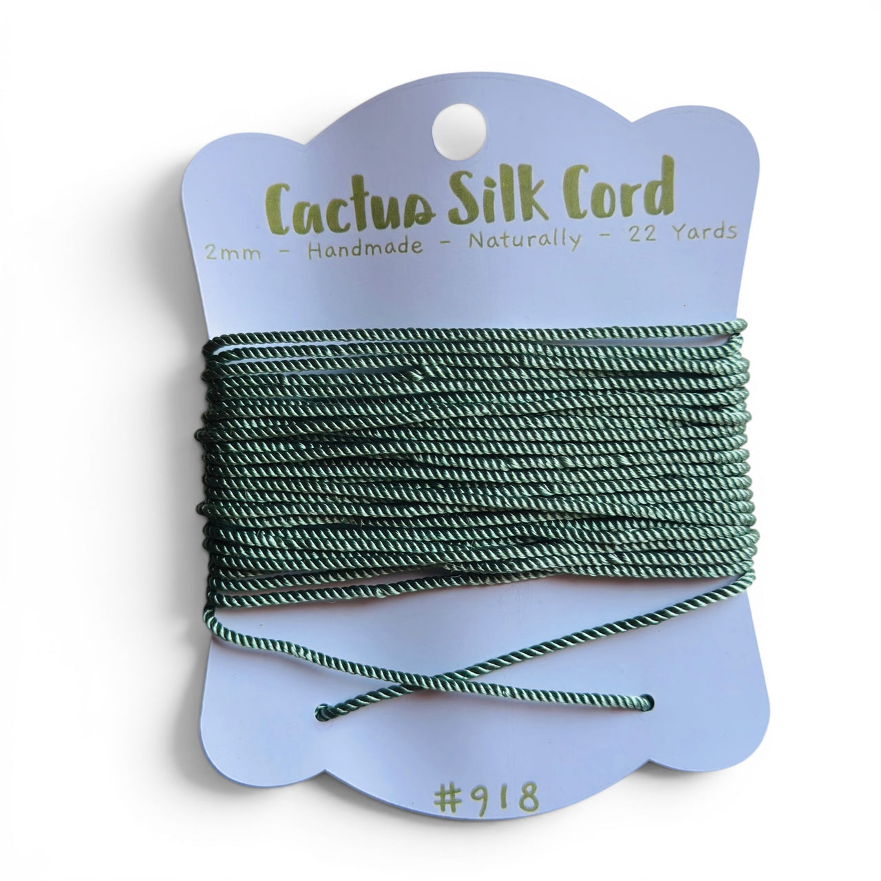 Green, Cactus silk Handspun cord 100% Natural 1 mm : 918