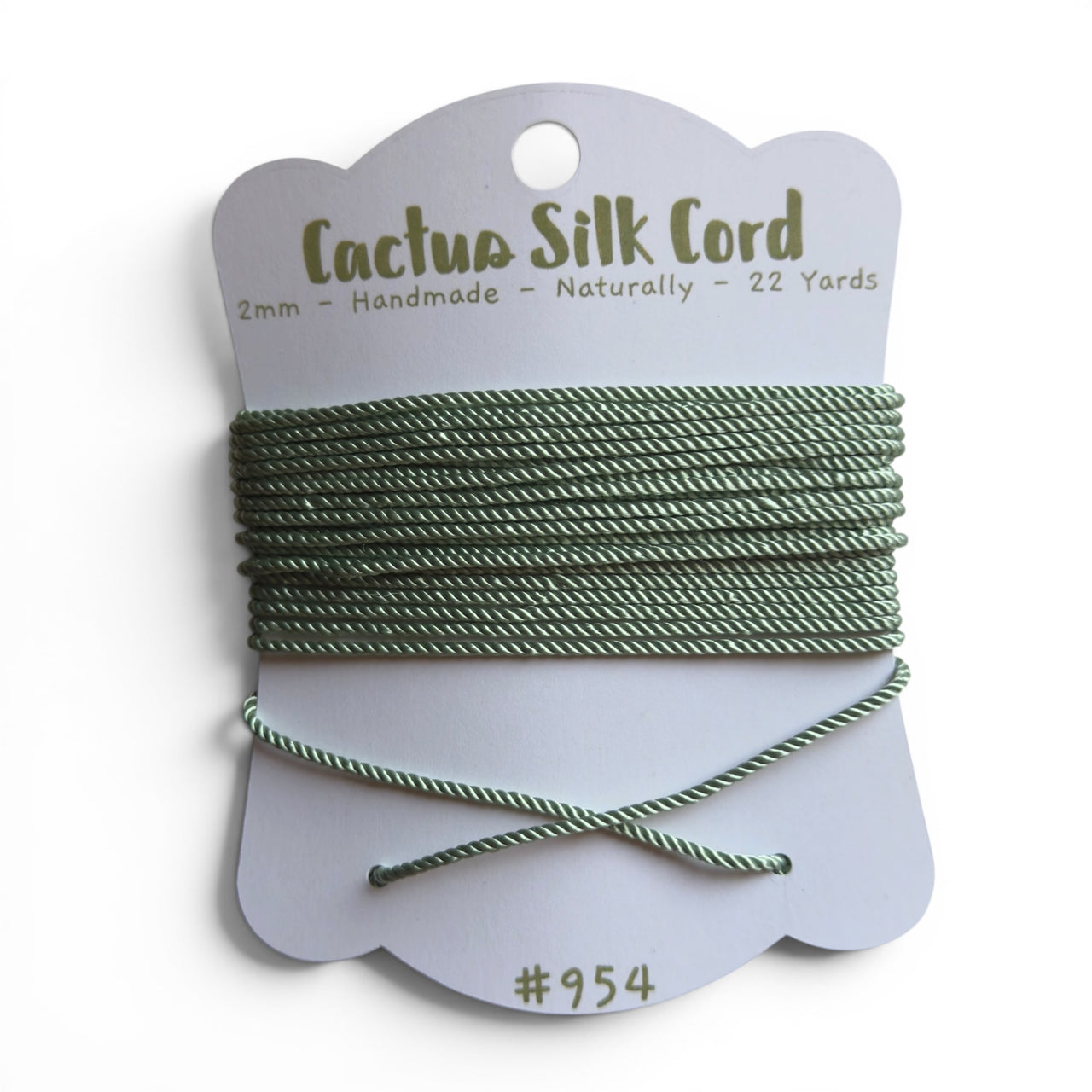 Sage Green, Cactus silk Handspun cord 100% Natural 1 mm : 954