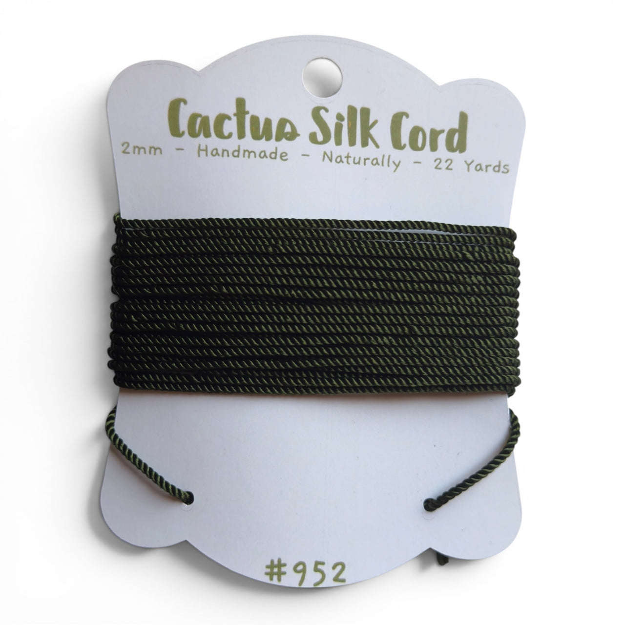 Dark Olive, Cactus silk Handspun cord 100% Natural 1 mm : 952