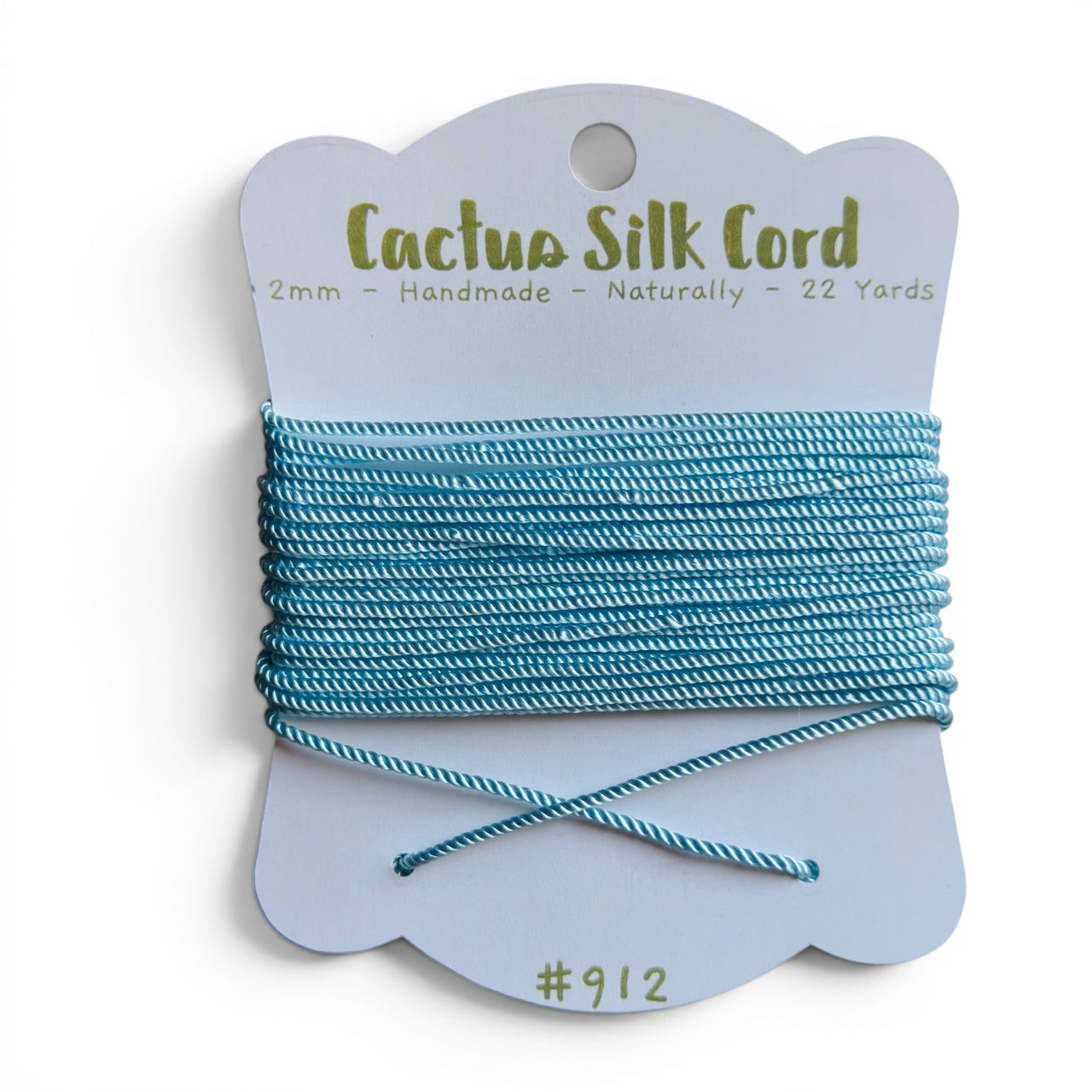 Aqua Turquoise, Cactus silk Handspun cord 100% Natural 1 mm : 912