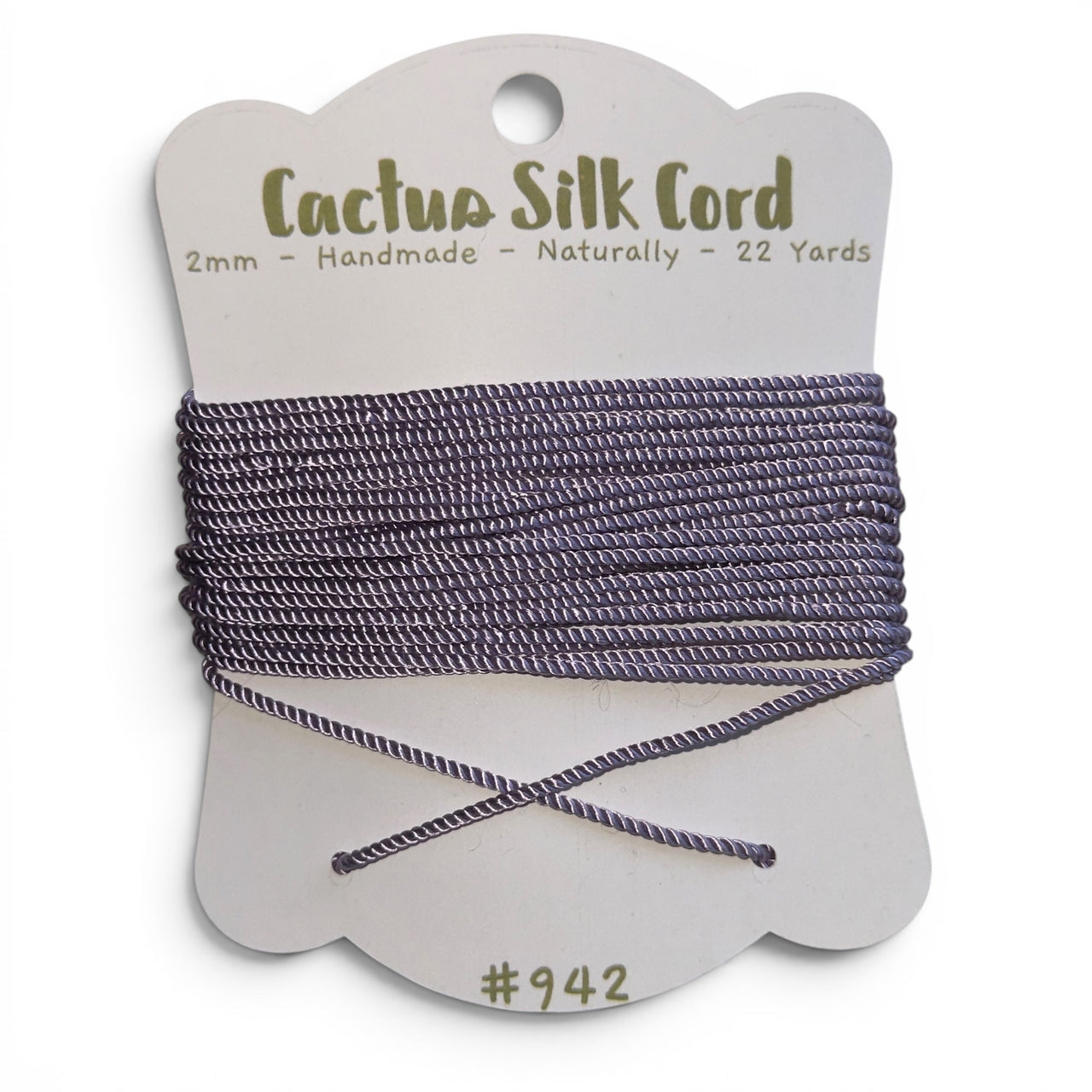 Mauve Grey, Cactus silk Handspun cord 100% Natural 1 mm : 942