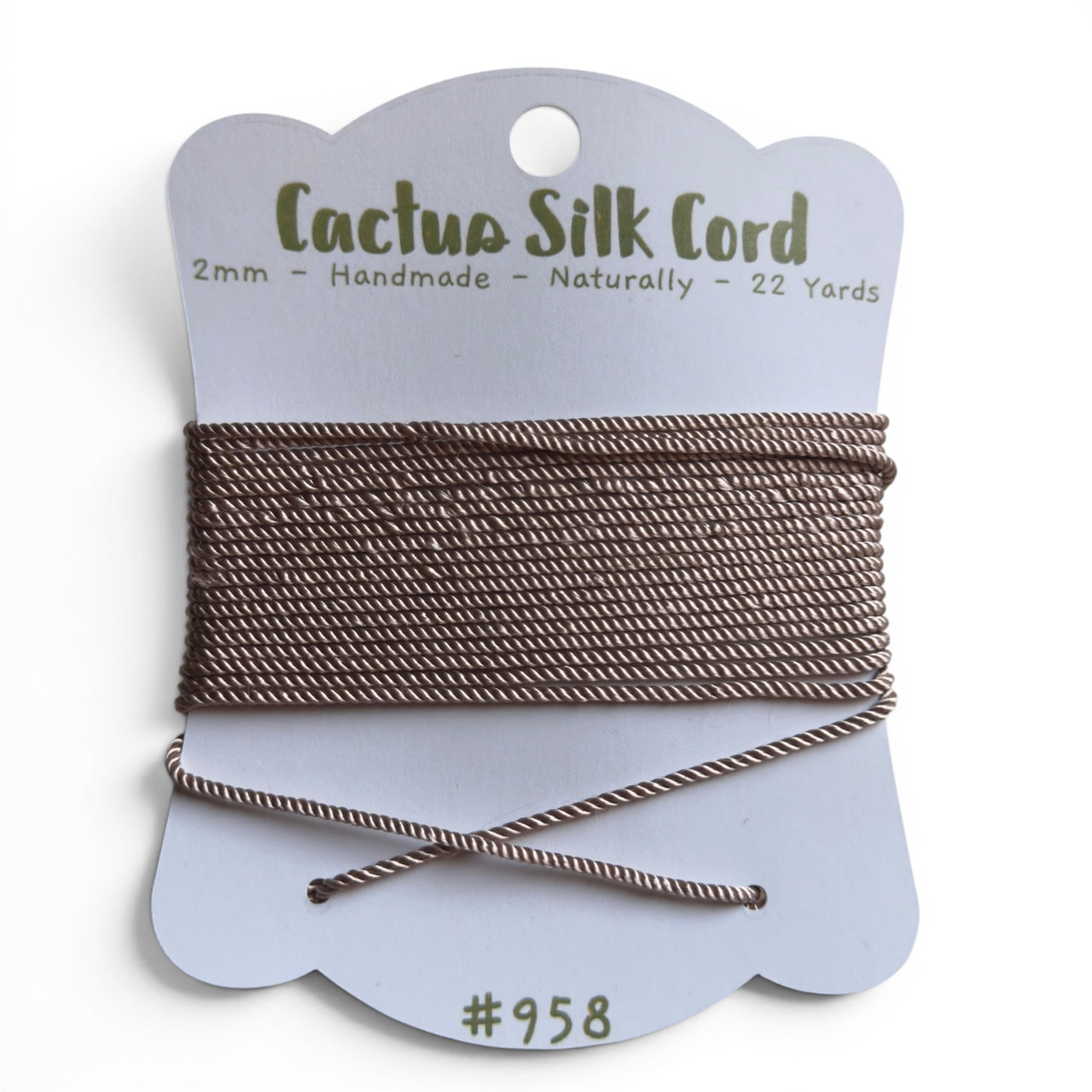 Taupe Brown, Cactus silk Handspun cord 100% Natural 1 mm : 958
