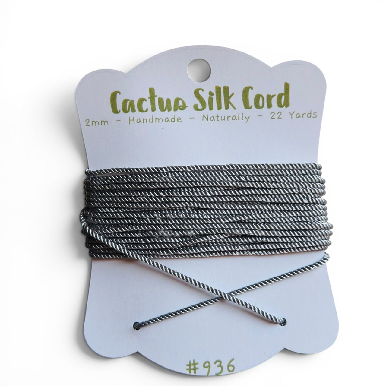 Grey, Cactus silk Handspun cord 100% Natural 1 mm : 936