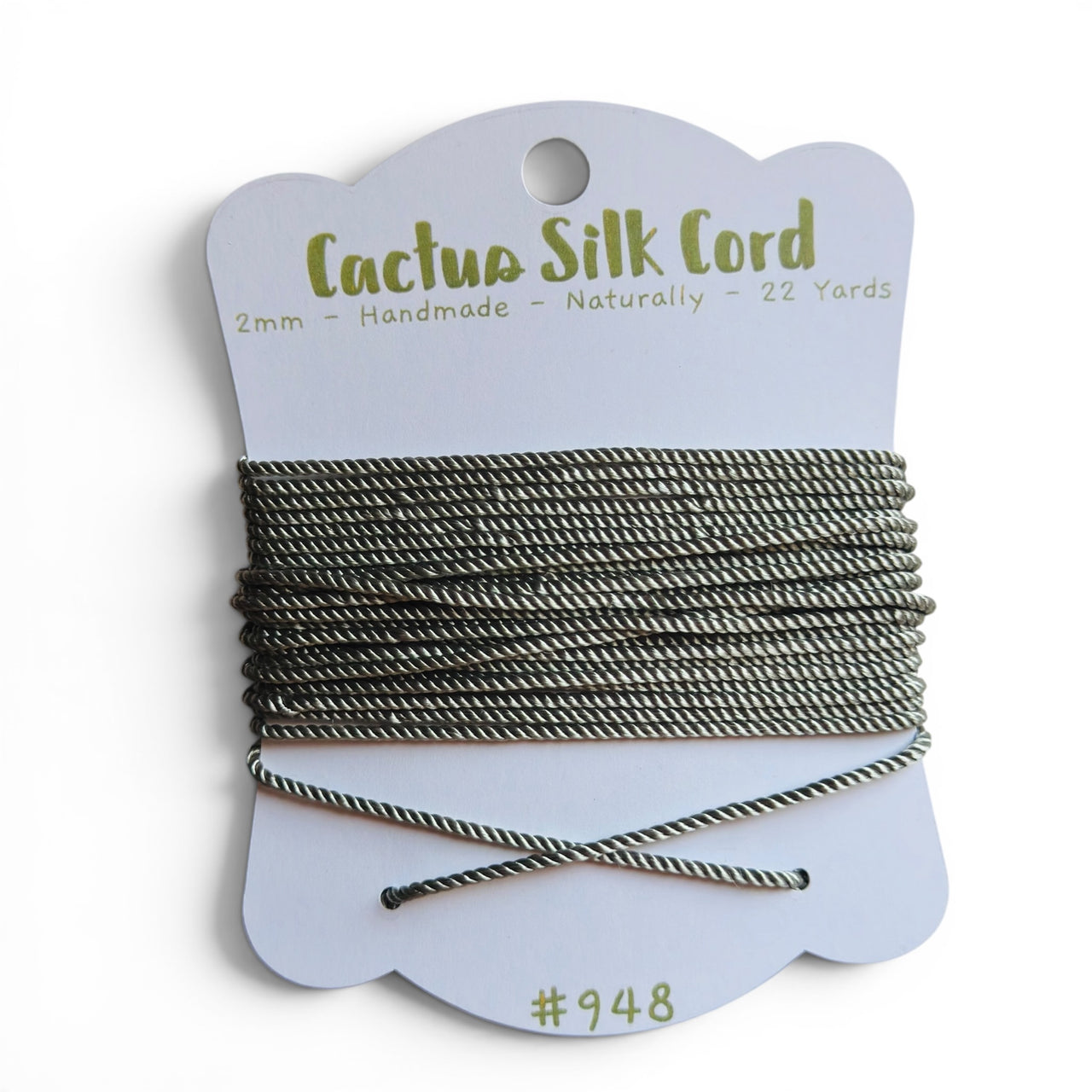 Khaki Olive, Cactus silk Handspun cord 100% Natural 1 mm : 948