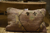 Two Handmade Vintage Moroccan Rug Pillow: Berber Wool Cushion Cover (24x16 Inches) Vintage