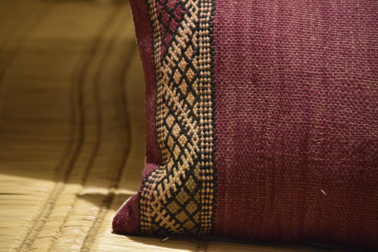 Two Vintage Moroccan Kilim Pillow Cover: Hand-loomed Wool Tribal Accent Case 16x20 Inches Vintage