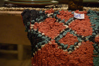 Two Vintage Moroccan Boucherouite Pillow Cover: Geometric Tribal Rag Throw (20x20 Inches) Vintage