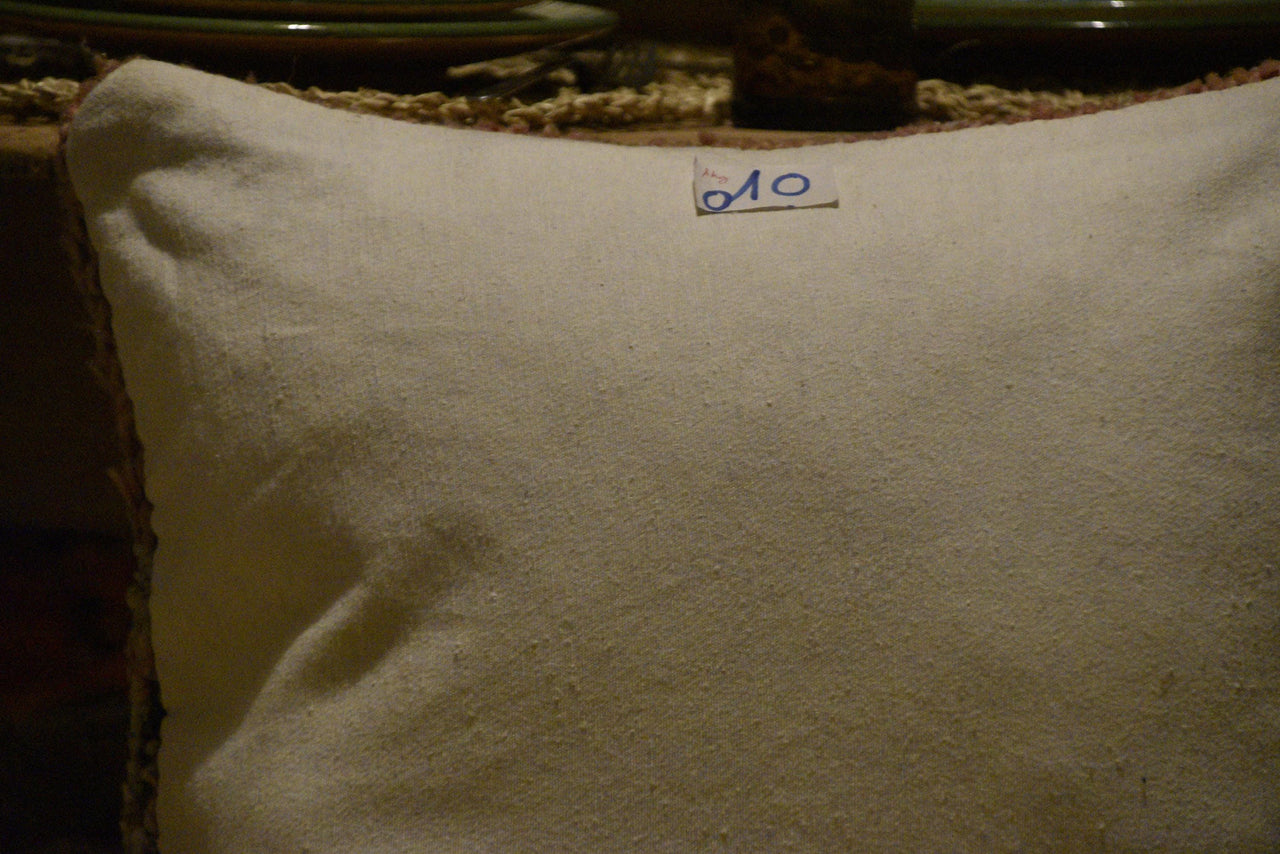 Two Vintage Moroccan Boujaad Pillow Cover: Pastel Geometric Wool Cushion (20x20) Vintage