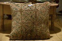 Two Vintage Moroccan Boujaad Pillow Cover: Handwoven Wool Rug Kilim (20x20 Inches) Vintage