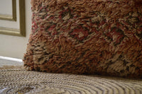 Two Vintage Moroccan Boujad Kilim Pillow | Reversible High-Pile Shaggy Wool Cushion 16x20 Vintage