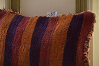 Two Vintage Moroccan Boujad Kilim Pillow | Reversible High-Pile Shaggy Wool Cushion 16x20 Vintage