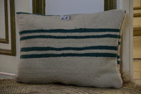 Two Vintage Moroccan Kilim Pillow Cover, Hand-Loomed Wool Striped Boho Throw Cushion (16x20) Vintage