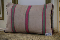 Two Reversible Vintage Moroccan Rug Cushion Cover, Wool Kilim Pillow, Boho Ethnic Decor (16x20)