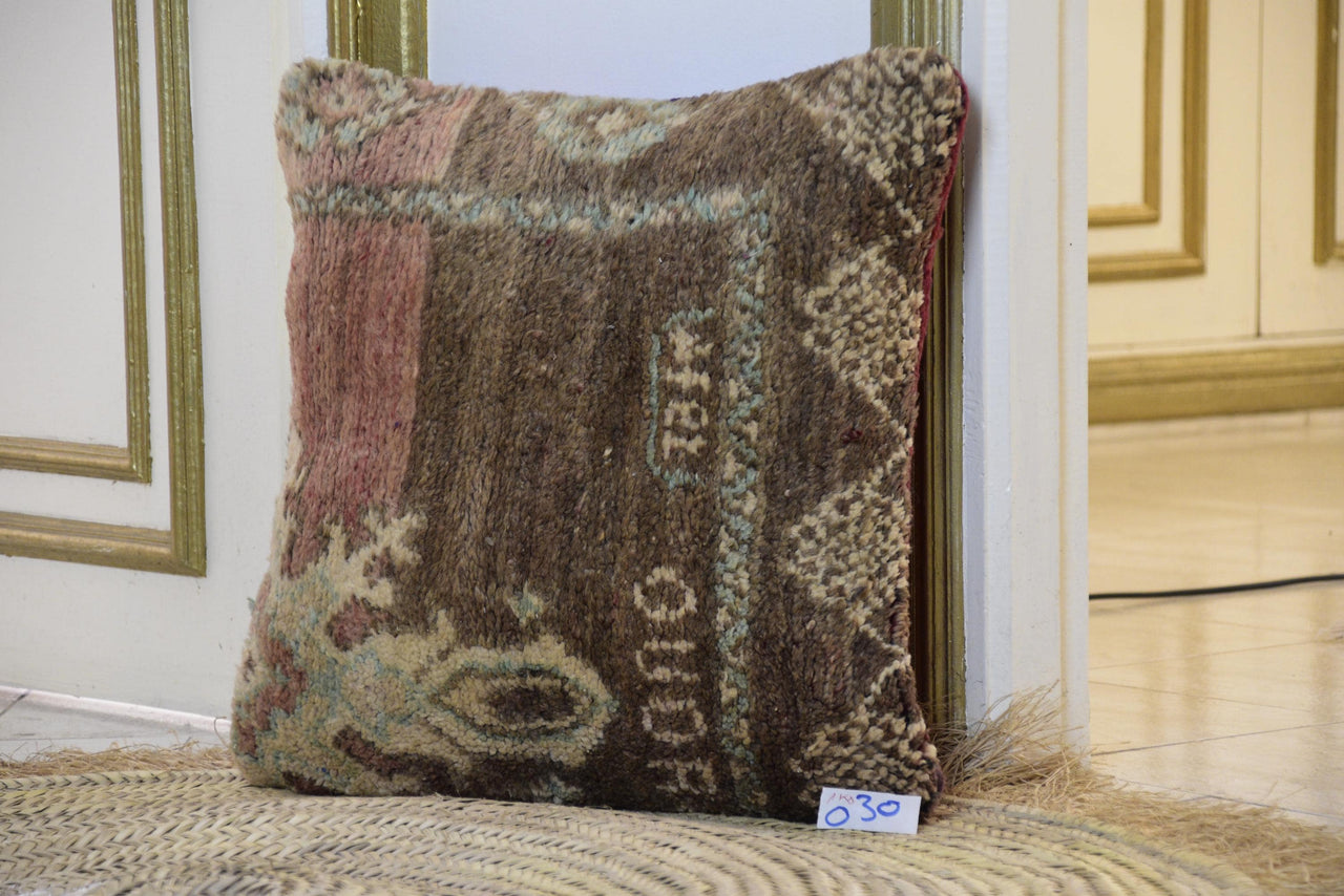 Two Vintage Pillow Cover, Reversible Wool Kilim Cushion, Tribal Boho Decor 18x18