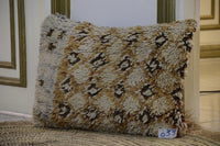 Two Reversible Vintage Moroccan Rug Cushion Cover, Mustard Wool Tribal Boho Decor 16x20