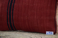 Two Reversible Moroccan Boujad Pillow, Coral Pink Wool Rug Cushion, Brick Red Kilim Throw