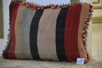 Two Reversible Moroccan Boujad Pillow, Pink Brown Wool Rug Cushion (16x20)