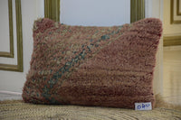 Two Vintage Moroccan Wool Pillow, Reversible Dusty Rose Kilim Lumbar Cushion Vintage