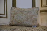 Two Distressed Vintage Moroccan Wool Rug Cushion Cover, Pastel Blush Pink Geometric Accent Vintage