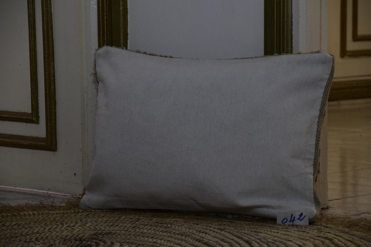 Two Distressed Vintage Moroccan Wool Rug Cushion Cover, Pastel Blush Pink Geometric Accent Vintage