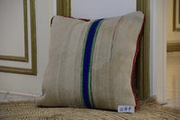 Two Reversible Vintage Moroccan Rug Pillow, Terracotta Berber Wool Kilim Cushion 20x20 Vintage