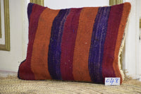 Two Reversible Vintage Moroccan Rug Pillow, Mustard Yellow Cream Kilim Cushion, 16x20 Vintage