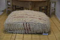 Two Vintage Moroccan Wool Pouf, Hand-loomed Berber Ottoman, Square Boho Floor Cushion (24x24x8)