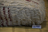 Two Vintage Moroccan Wool Pouf, Hand-loomed Berber Ottoman, Square Boho Floor Cushion (24x24x8)