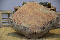 Two Vintage Moroccan Wool Pouf Ottoman, Burnt Orange Terracotta Boho Floor Cushion (24x24x8)