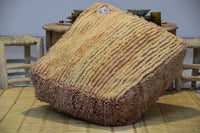 Two Vintage Moroccan Wool Pouf, Burnt Orange Terracotta Berber Ottoman (24x24x8) Vintage