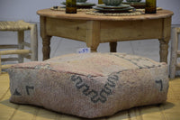 Two Vintage Moroccan Wool Pouf, Burnt Orange Terracotta Berber Ottoman (24x24x8)
