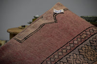 Two Vintage Moroccan Wool Floor Pillow, Terracotta Berber Bench Ottoman (40x24x8)