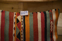 Two Vintage Moroccan Wool Lumbar Pillow, Burnt Orange Terracotta Berber Cushion Cover (24x16) Vintage
