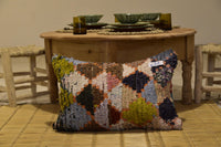 Two Vintage Moroccan Wool Lumbar Pillow, Burnt Orange Terracotta Berber Cushion Cover 24x16 Vintage