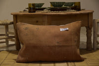 Two Handmade Moroccan Lumbar Pillow Cover, Wool Kilim Cushion, Rustic Earth Tone Boho Decor