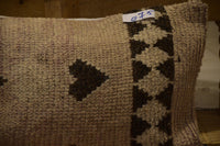 Two Handmade Wool Kilim Lumbar Pillow, Heart Motif Tribal Cushion, Authentic Boho Throw Vintage