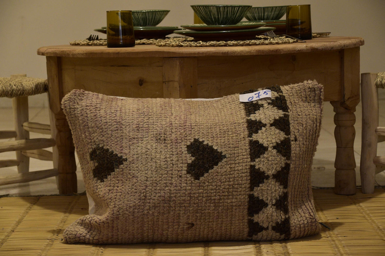 Two Handmade Wool Kilim Lumbar Pillow, Heart Motif Tribal Cushion, Authentic Boho Throw Vintage