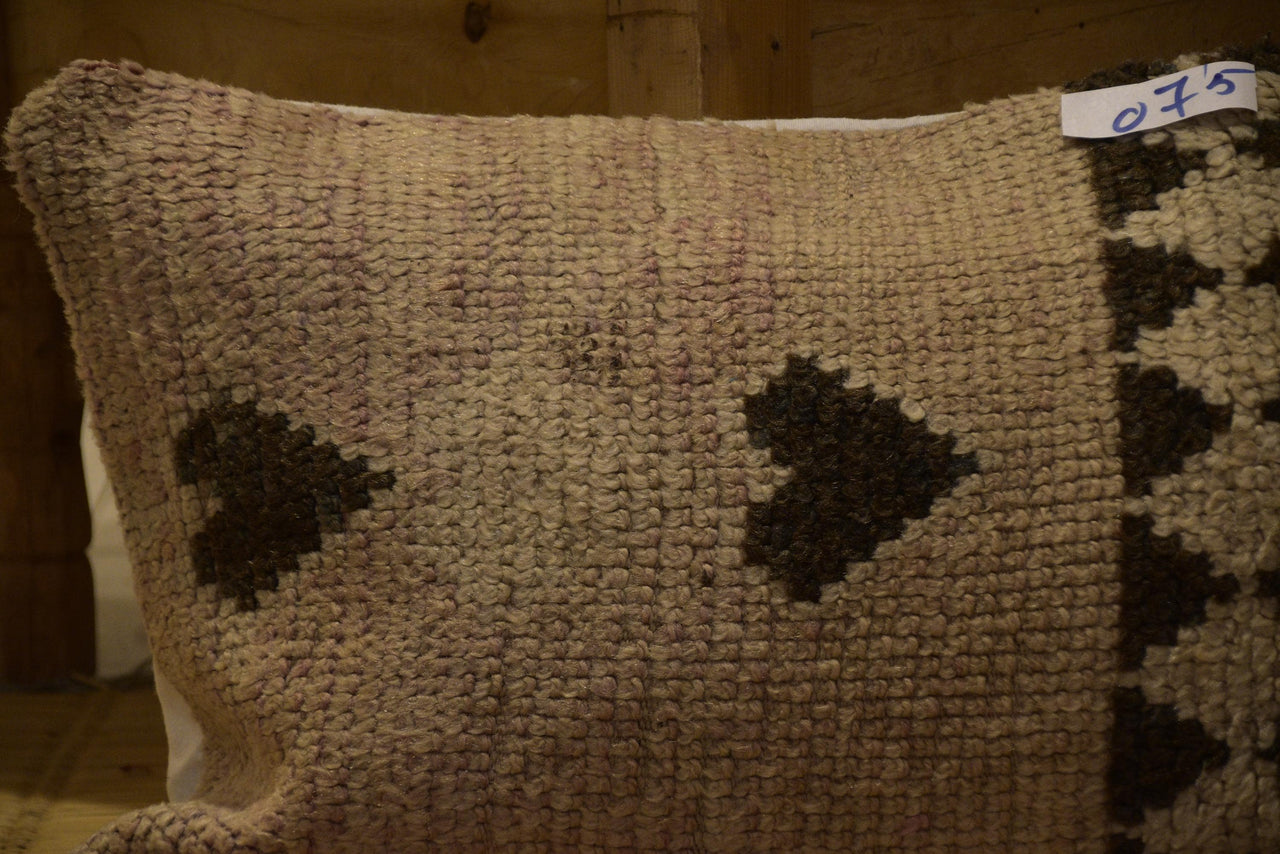 Two Handmade Wool Kilim Lumbar Pillow, Heart Motif Tribal Cushion, Authentic Boho Throw Vintage